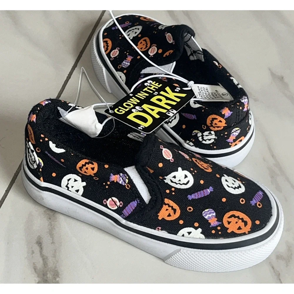 Tommy Bahama Toddler 6 Slip-On Shoes‎ Pumpkins Halloween Glow in the Dark Canvas